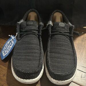 Hey Dude Black Knit Slip-On Loafers
